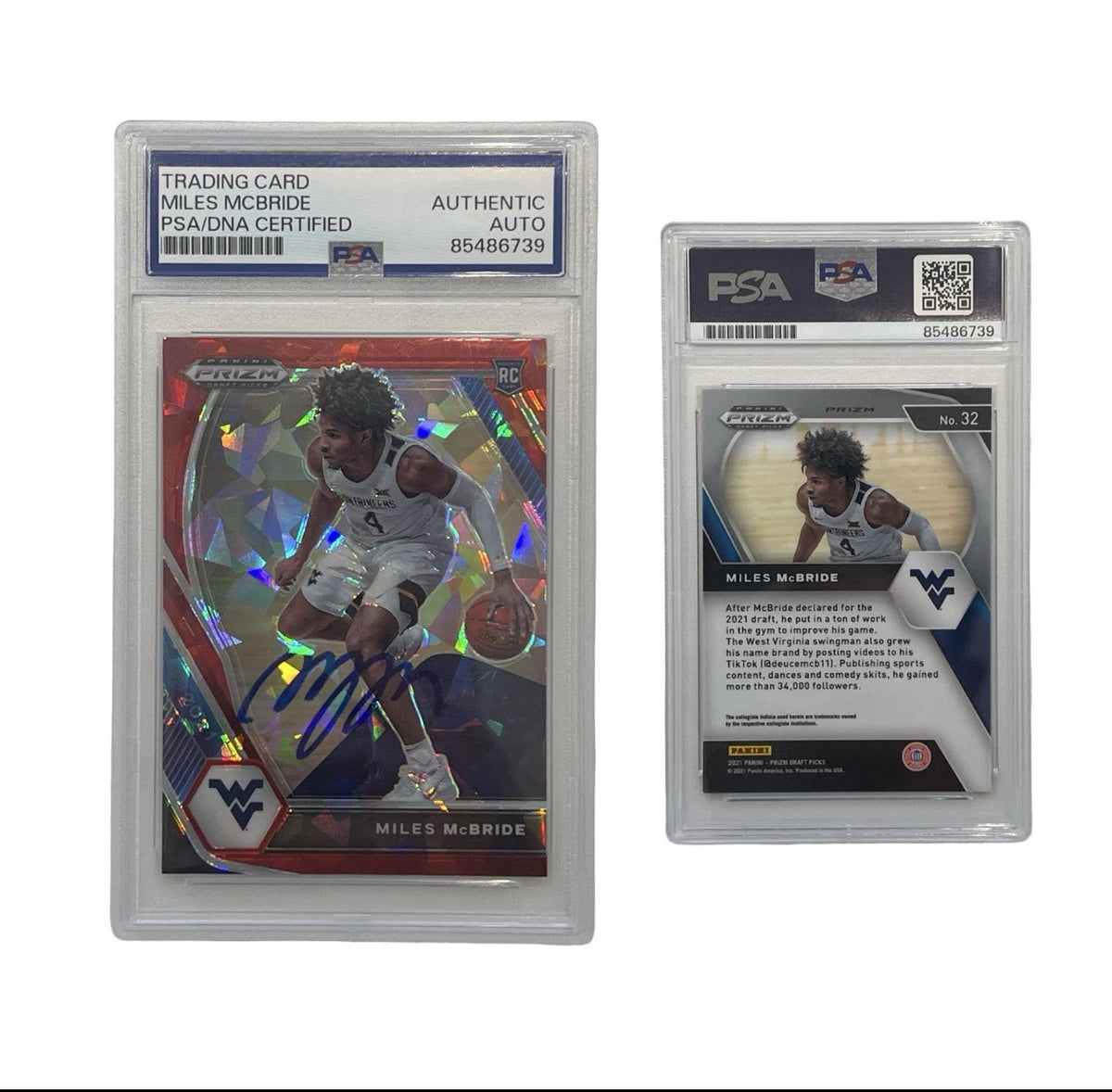 2021 Miles McBride Autographed Rookie Card Panini Prizm #32 PSA Auth Auto product image 1, provided for visual reference and