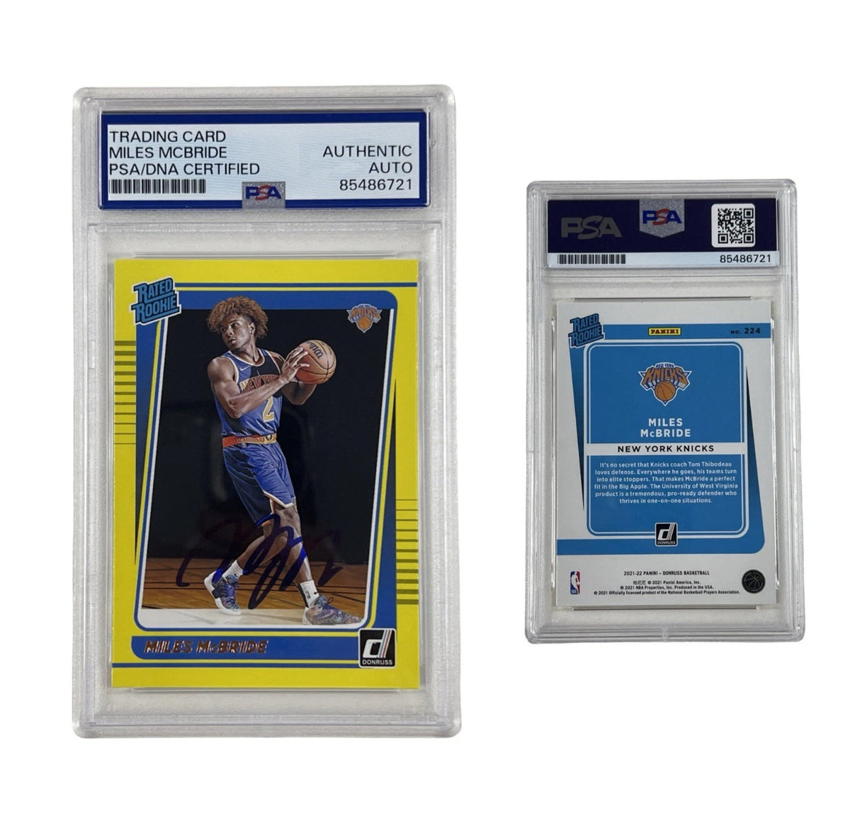 2022 Miles McBride Autographed NBA Hoops Reflective Panini #27 PSA Auth Auto product image 1, provided for visual reference