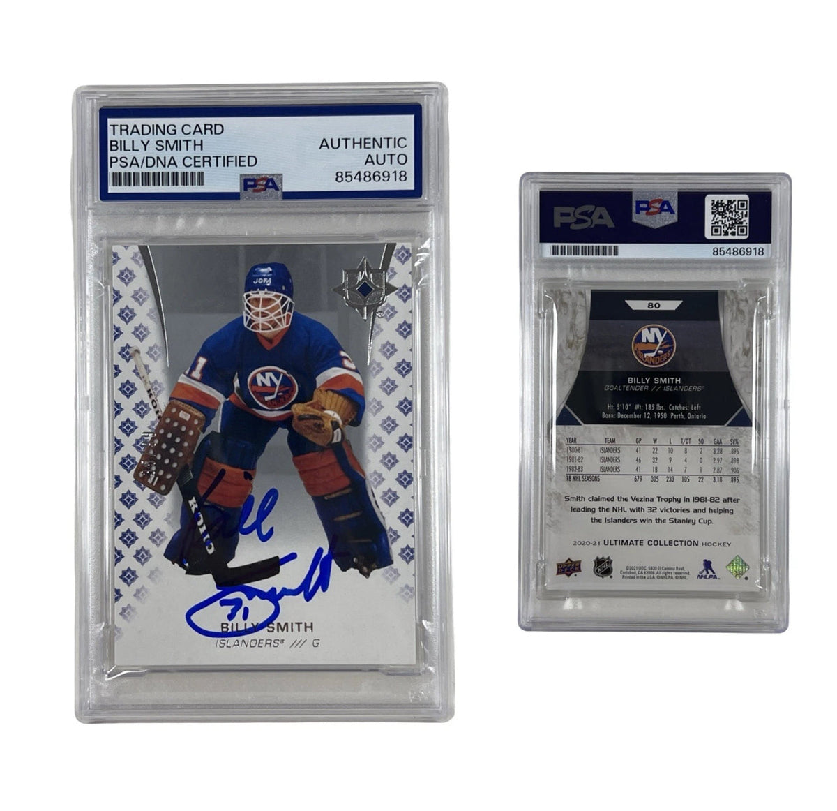 2021 Billy Smith Autographed Upper Deck #80 Authentic Auto product image 1, provided for visual reference and product detail