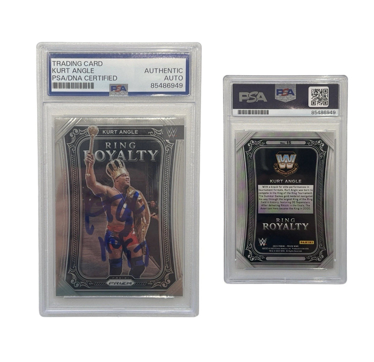 2023 Kurt Angle Autographed WWE Ring Royalty Panini Prizm #15 PSA Authentic Auto product image 1, provided for visual