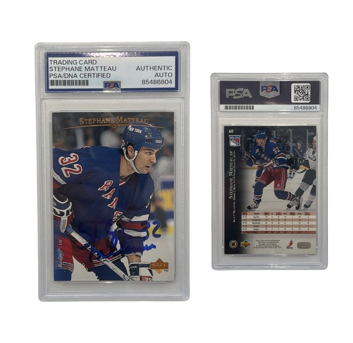 1995 Stephane Matteau Autographed Upper Deck #60 PSA Authentic Auto product image 1, provided for visual reference and