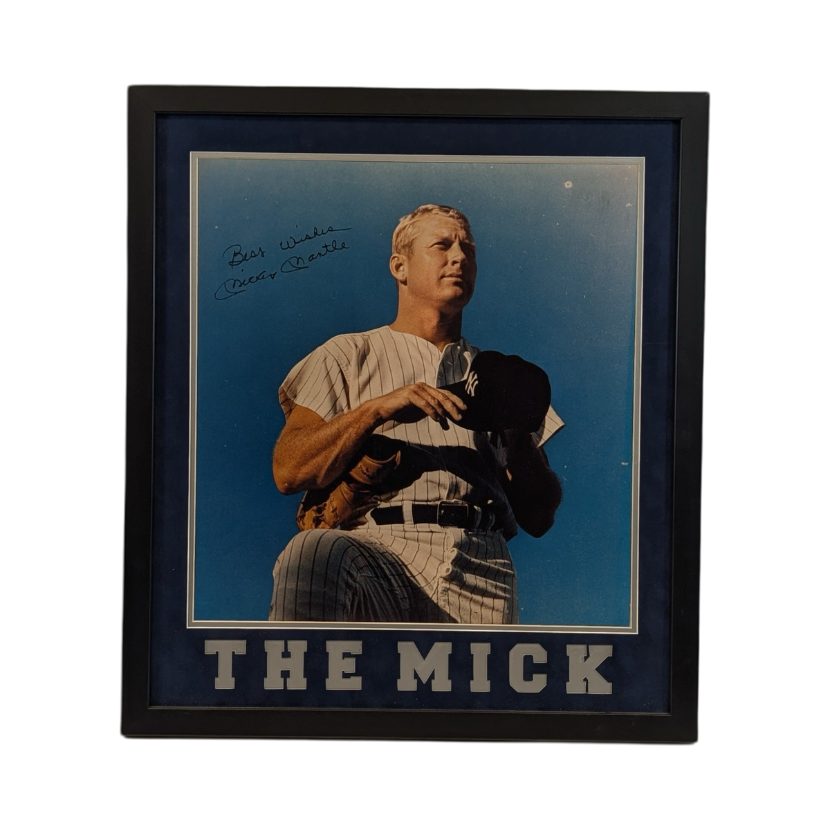 Mickey Mantle Autographed New York Yankees Framed 18x20 "Best Wishes" JSA product image 1, provided for visual reference and