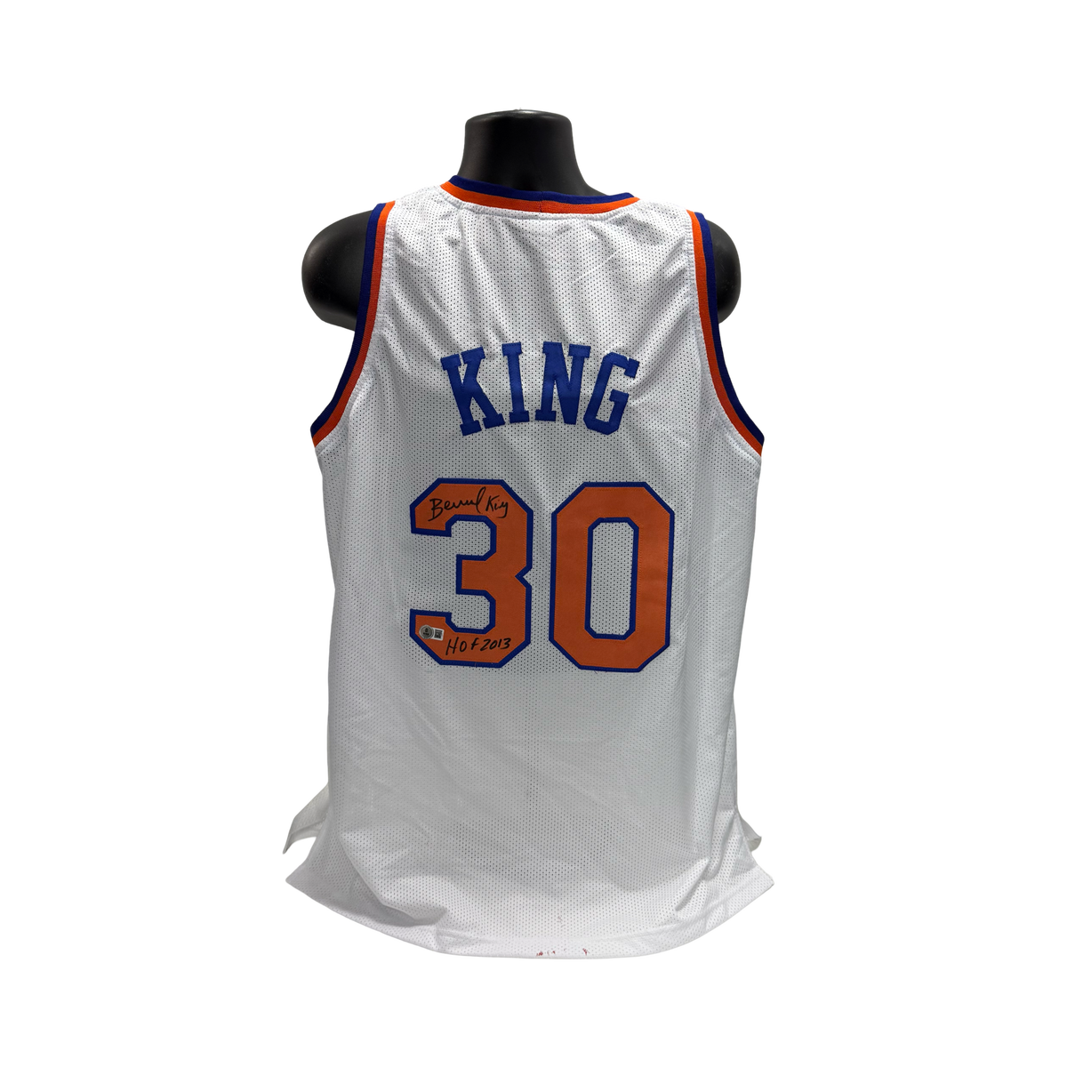 Bernard King Autographed New York Knicks White Jersey HOF 2013 Beckett product image 1, provided for visual reference and