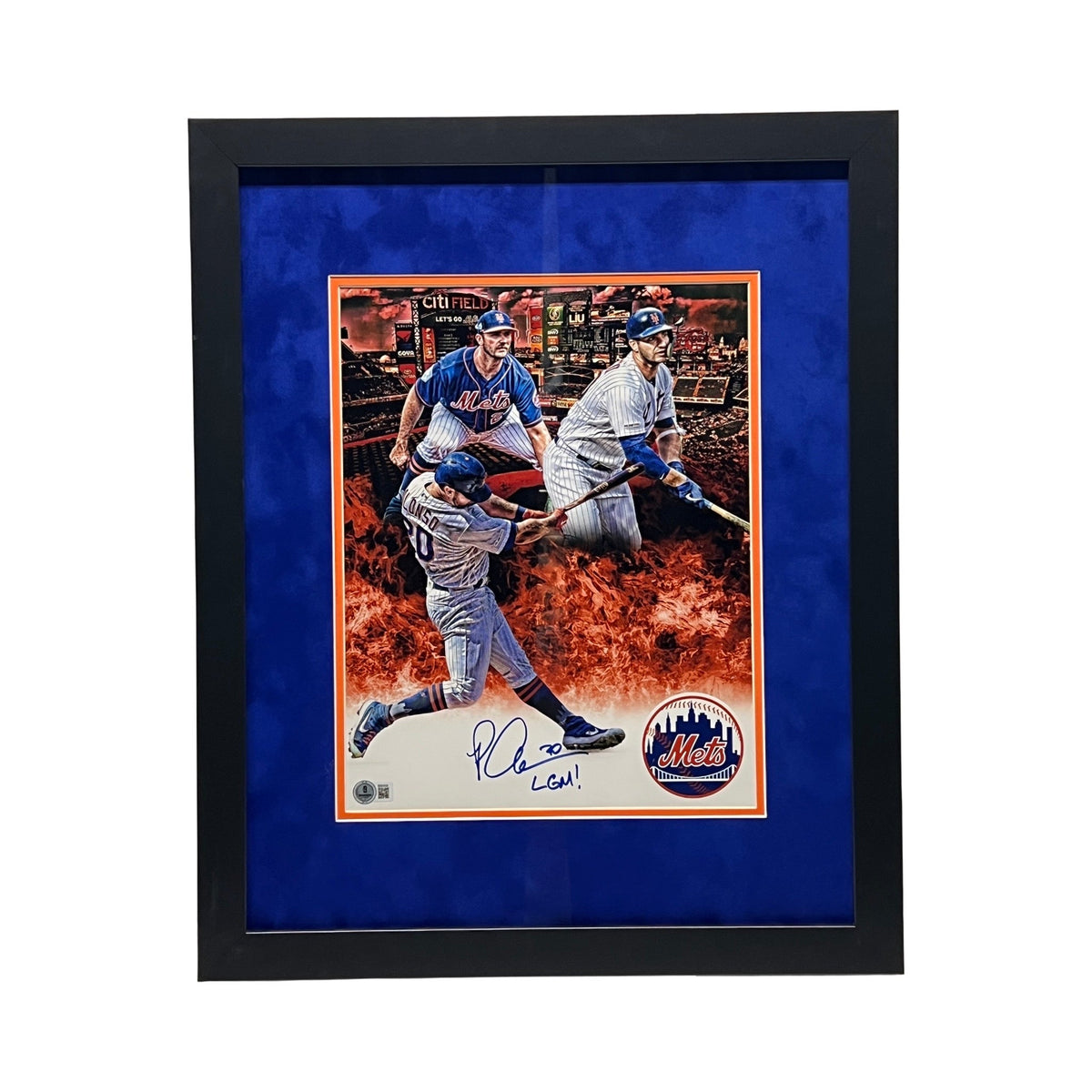 Pete Alonso Autographed New York Mets Edit 11x14 Beckett - Framed product image 1, provided for visual reference and product
