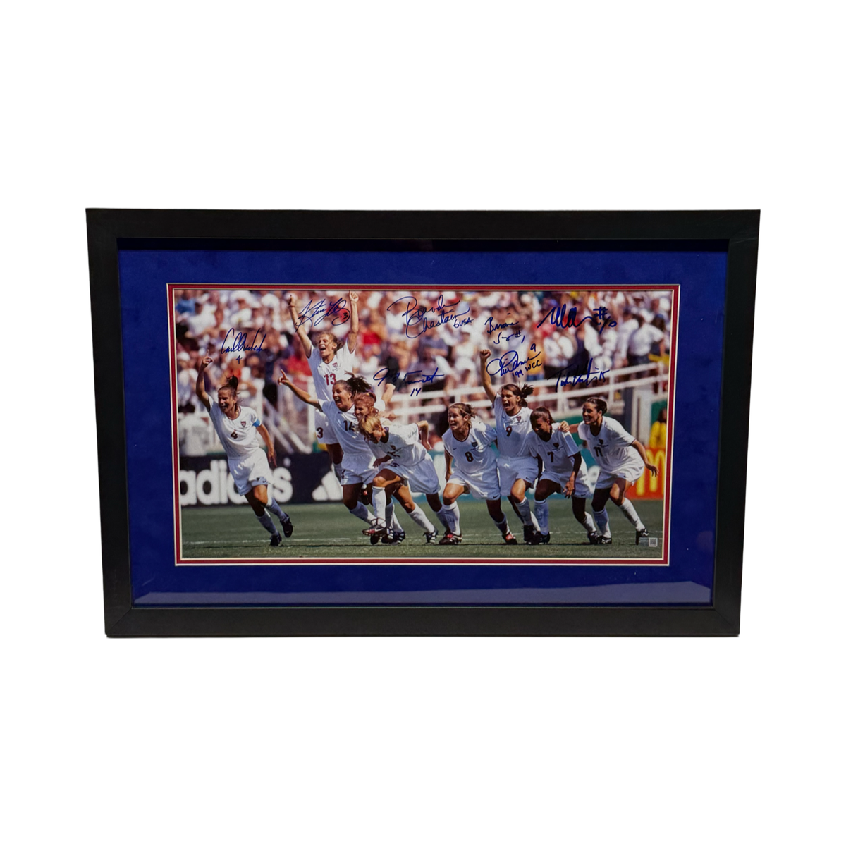 1999 Women’s World Cup Soccer Team Autographed 12x21 Steiner CX - Framed product image 1, provided for visual reference and