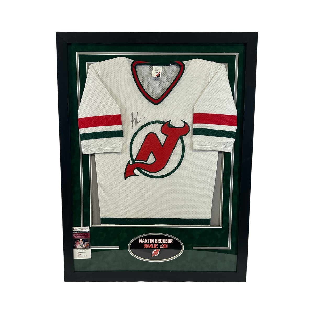 Martin Brodeur Autographed New Jersey Devils Jersey JSA - Framed product image 1, provided for visual reference and product