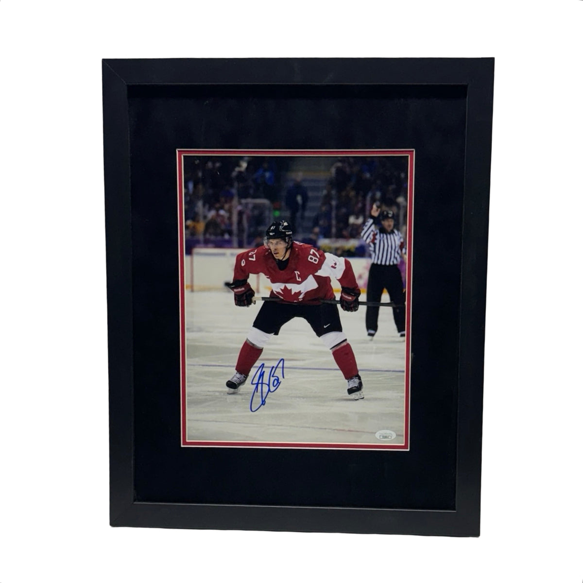Sidney Crosby Autographed Team Canada Facing Front Vertical 11x14 JSA - Framed product image 1, provided for visual