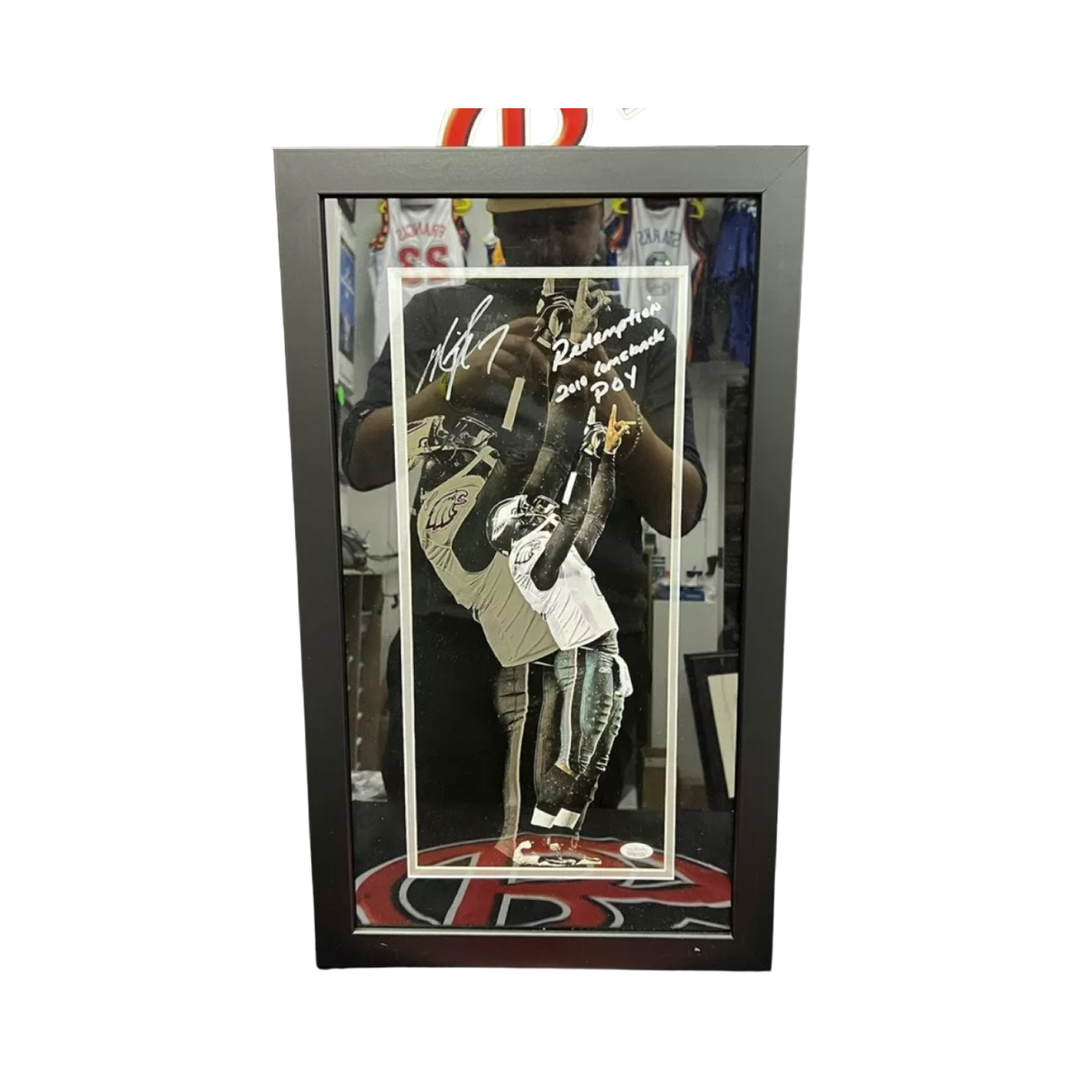 Michael Vick Autographed Philadelphia Eagles Framed 12x22 JSA product image 1, provided for visual reference and product