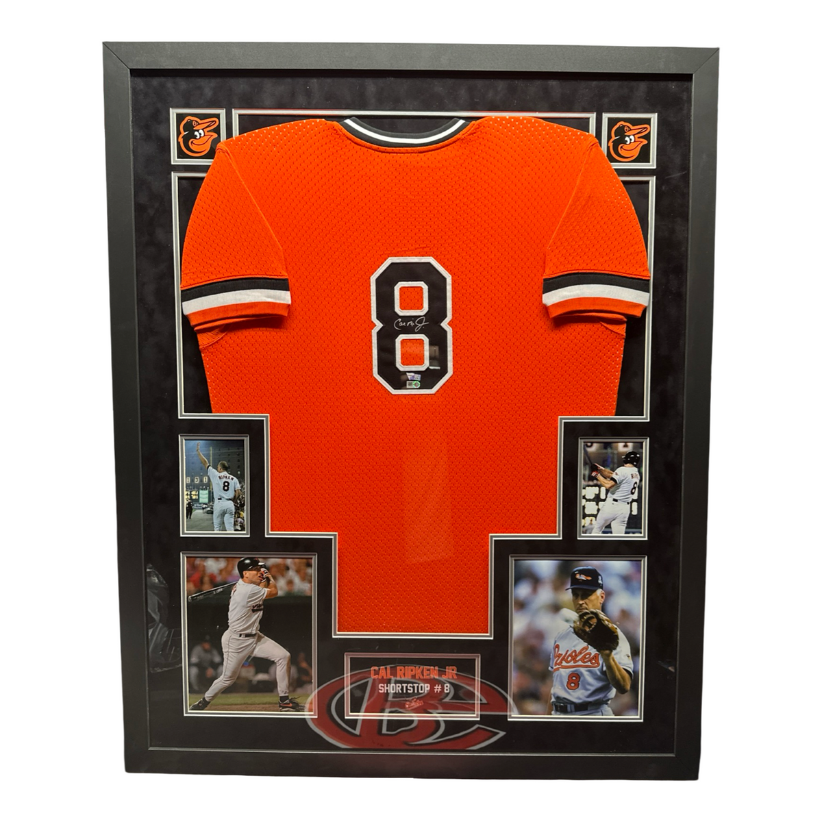 Cal Ripken Jr. Autographed Baltimore Orioles Orange Jersey Fanatics MLB - Framed product image 1, provided for visual