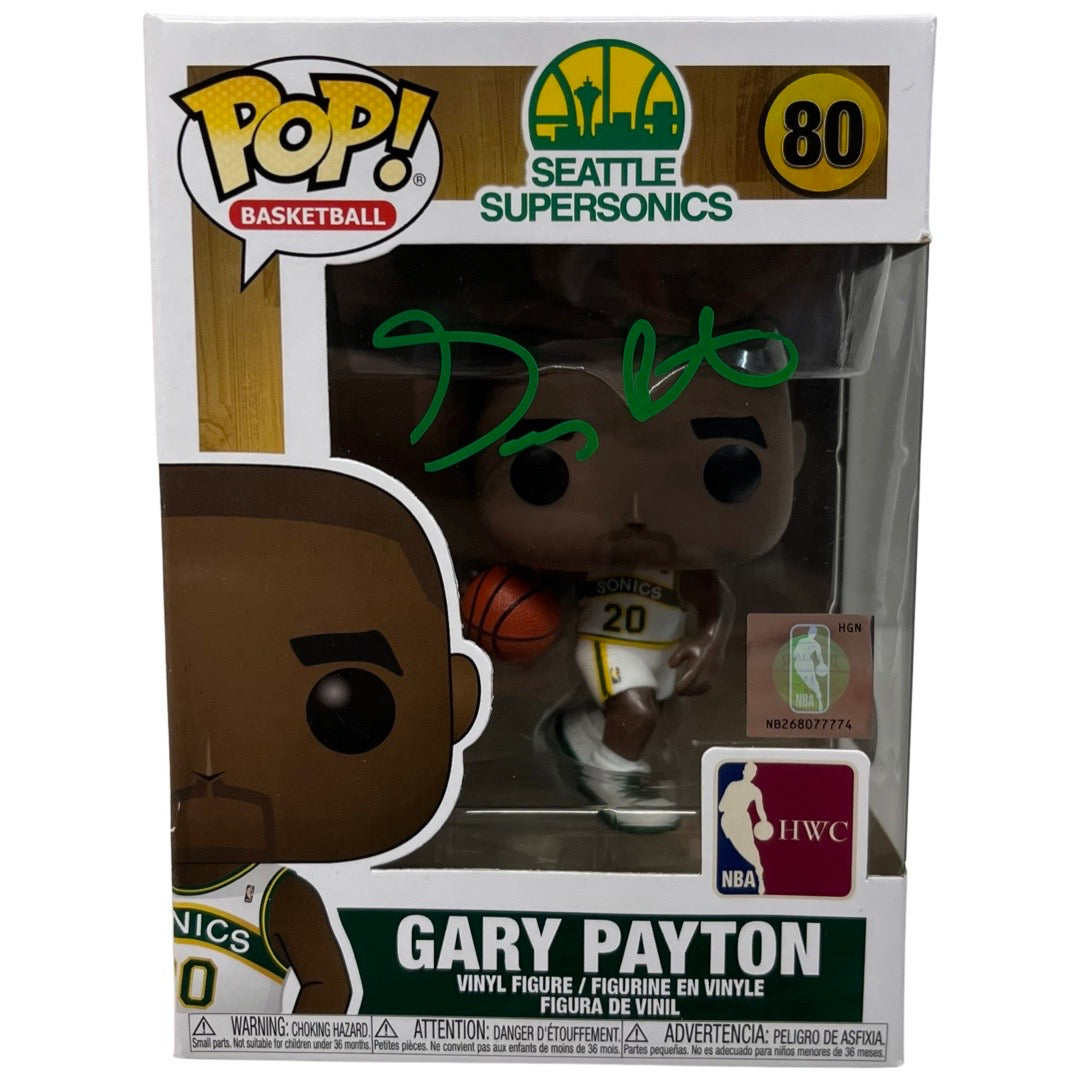 Gary Payton Autographed Seattle Supersonics Funko Pop Green Ink Beckett product image 1, provided for visual reference and
