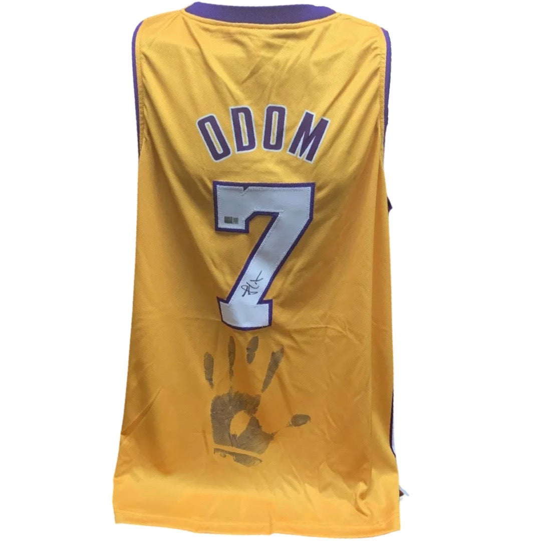 Lamar Odom Autographed Los Angeles Lakers Yellow Jersey w/ Handprint Steiner CX product image 1, provided for visual
