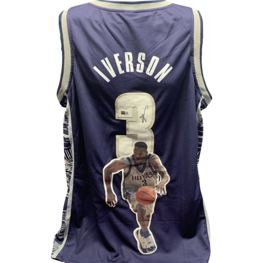 Allen Iverson Autographed Georgetown Hoyas Blue Art Jersey Steiner CX product image 1, provided for visual reference and