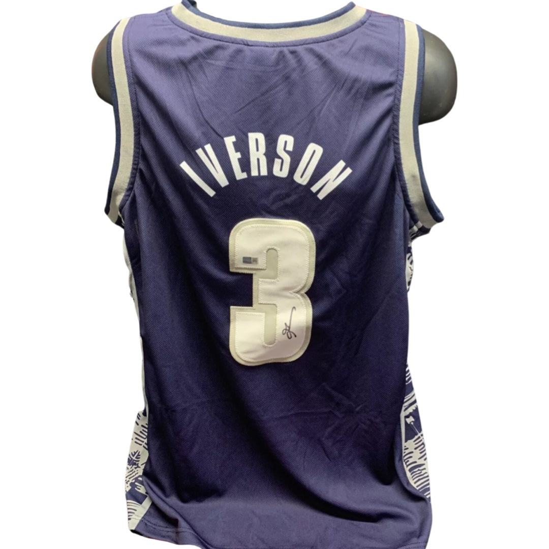 Allen Iverson Autographed Georgetown Hoyas Blue Jersey Steiner CX product image 1, provided for visual reference and product