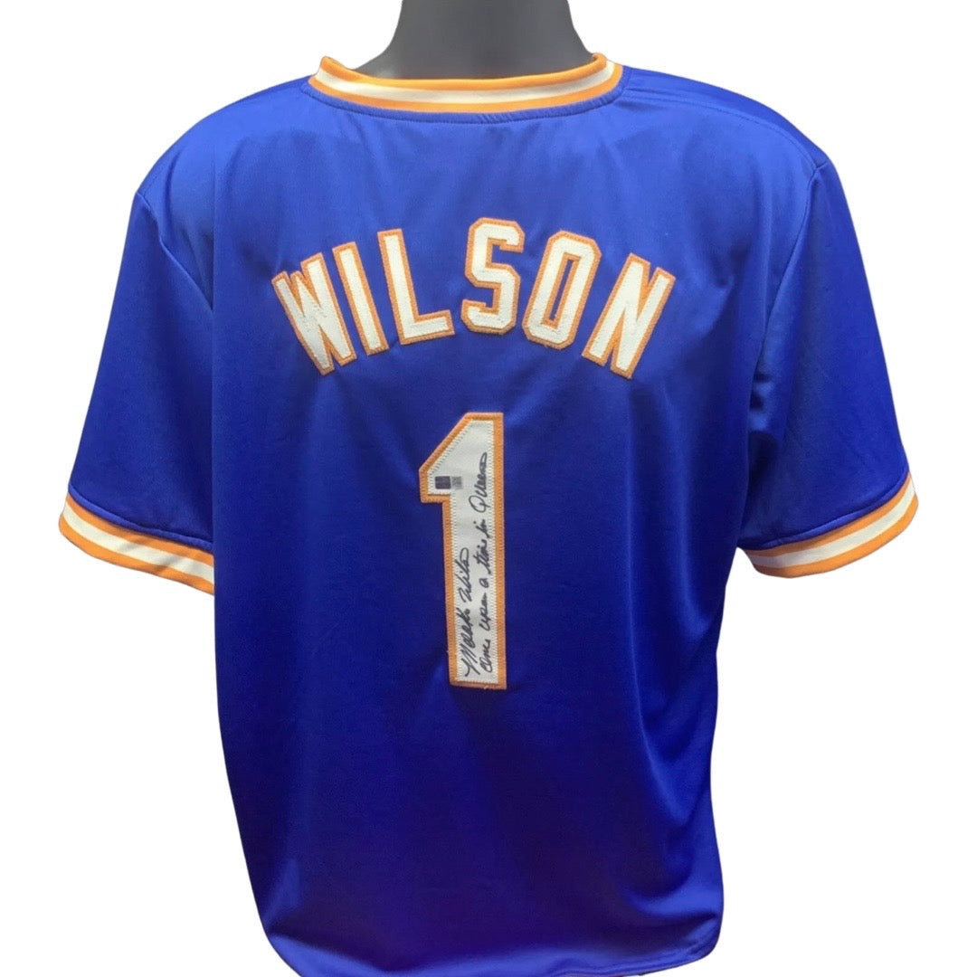 Mookie Wilson Autographed New York Mets Blue Jersey Once Upon a Time in Queens Inscription Steiner CX product image 1,