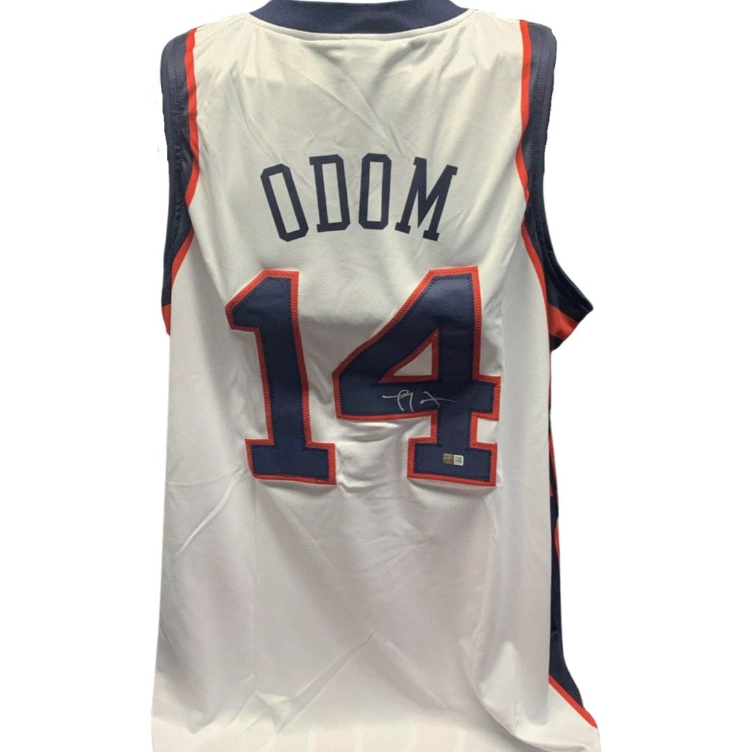 Lamar Odom Autographed Team USA White Jersey Steiner CX product image 1, provided for visual reference and product detail