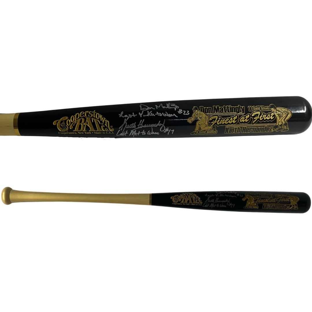 Don Mattingly & Keith Hernandez Autographed Finest at First Black Barrel Cooperstown Bat Last Yankee to Wear #23, Last Met