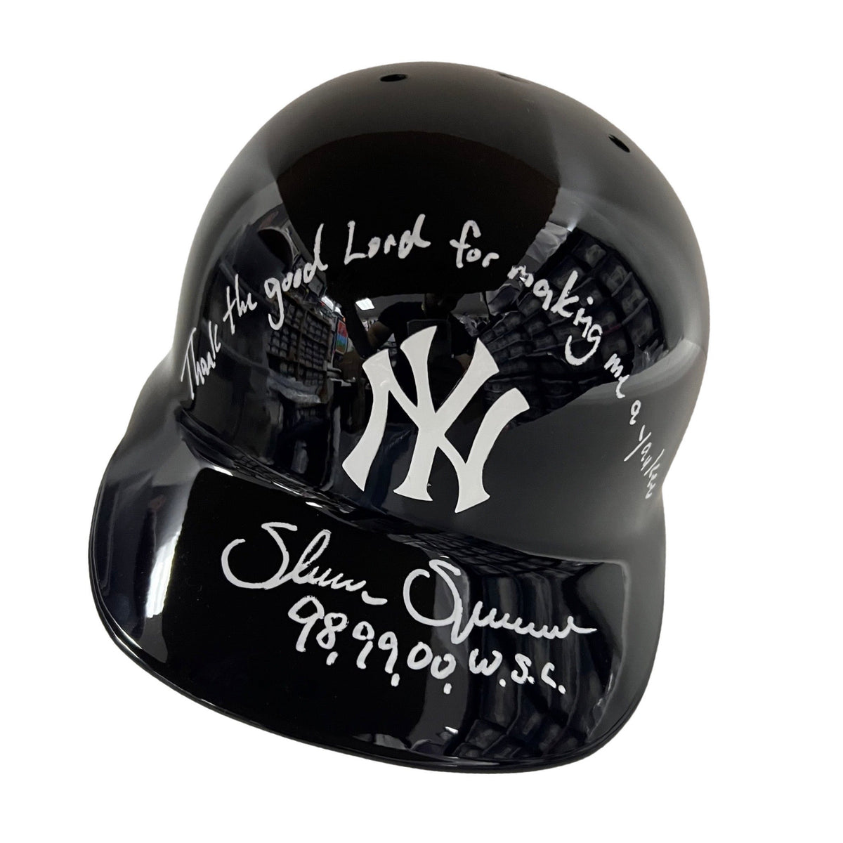 Shane Spencer Autographed New York Yankees Batting Helmet Thank the Good Lord for Making Me a Yankee, 98, 99, 00 WSC