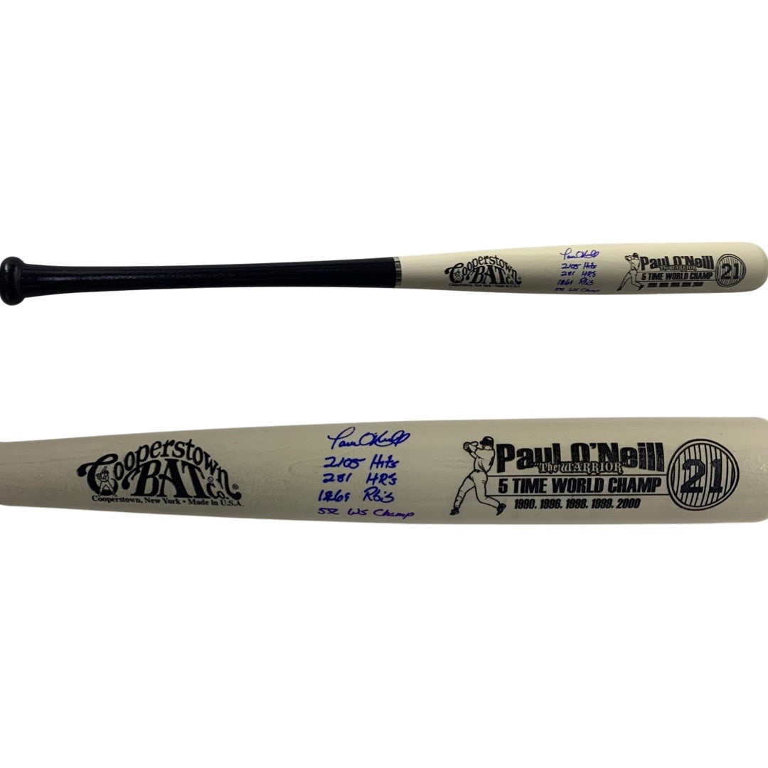 Paul O'Neill Autographed New York Yankees White Barrel Cooperstown Bat 2105 Hits, 281 HRs, 1269 RBIs, 5x WS Champ