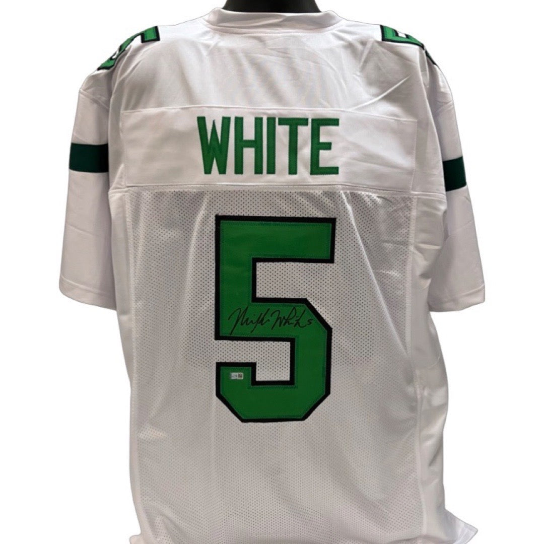 Mike White Autographed New York Jets White Jersey Steiner CX product image 1, provided for visual reference and product