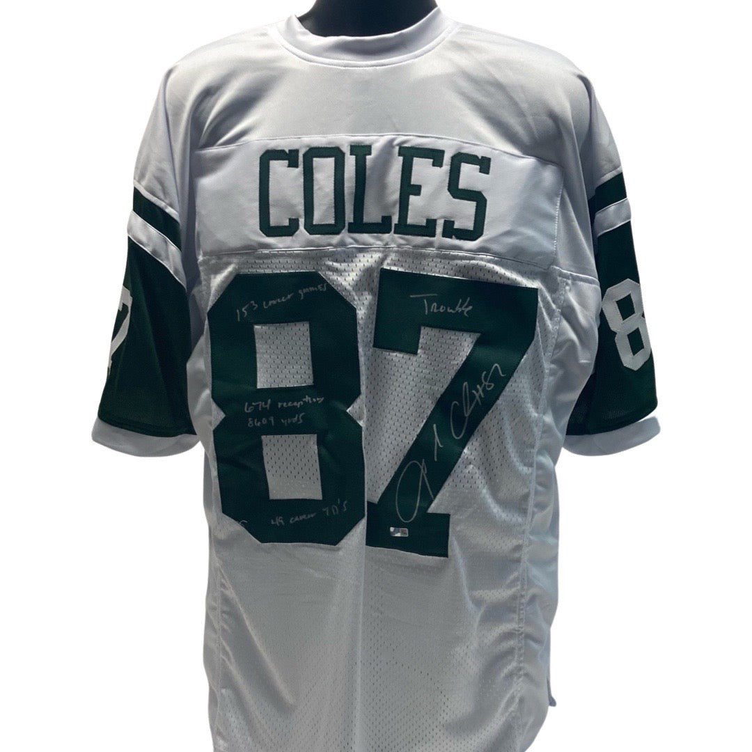 Laveranues Coles Autographed New York Jets White Jersey 153 Games Played, 674 Receptions, 8609 Yds, 49 Career TDs