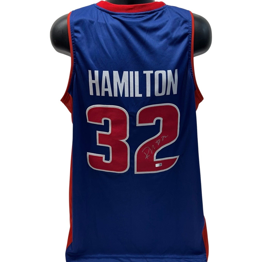 Rip Hamilton Autographed Detroit Pistons Blue Jersey Steiner CX product image 1, provided for visual reference and product