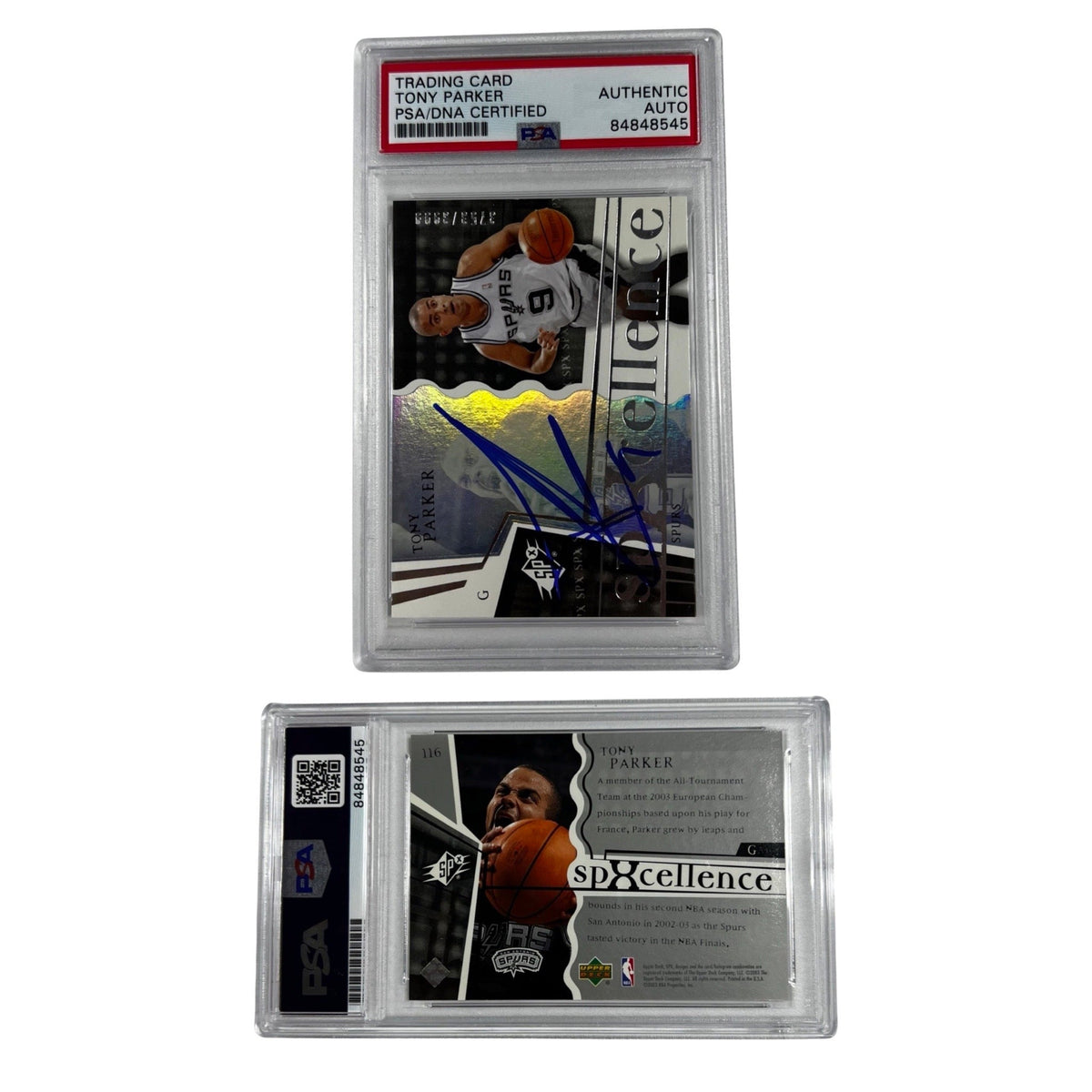 2003-04 Tony Parker Autographed Upper Deck SPX /3999 #116 PSA Auto Authentic product image 1, provided for visual reference