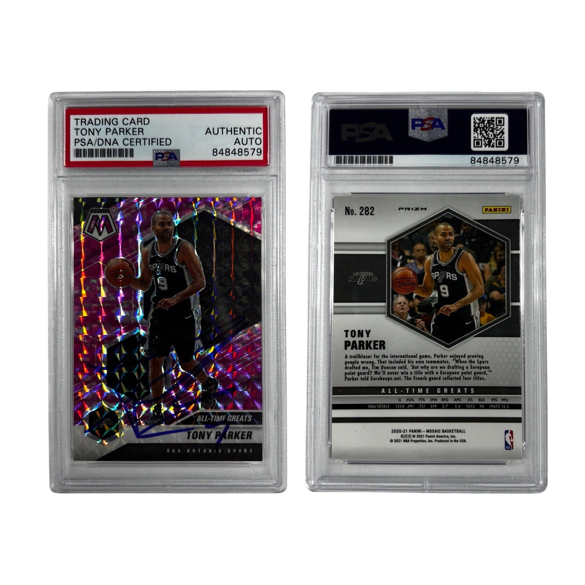 2020-21 Tony Parker Autographed Panini Mosaic Pink Camo All Time Greats #282 PSA Auto Authentic product image 1, provided
