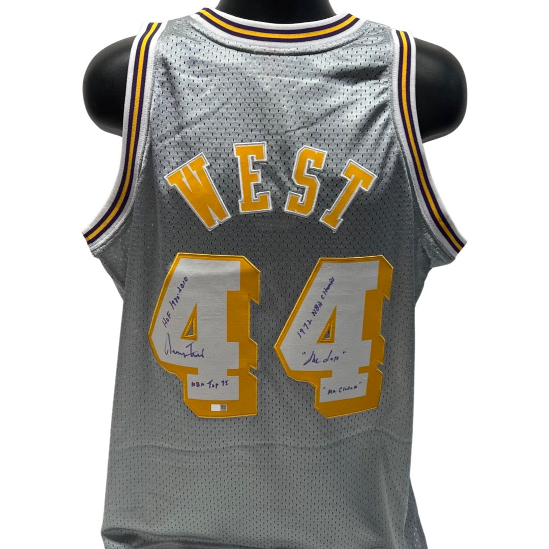 Jerry West Autographed Los Angeles Lakers Silver NBA 75th Anniversary 1971-72 Mitchell & Ness Swingman Jersey "NBA Top 75,