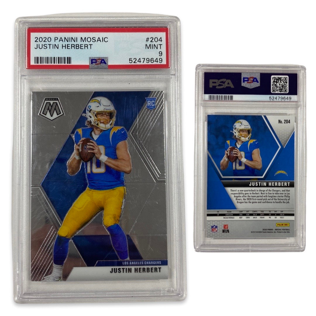 2020 Justin Herbert Panini Mosaic Rookie Card #204 PSA MINT 9 LA Chargers product image 1, provided for visual reference and