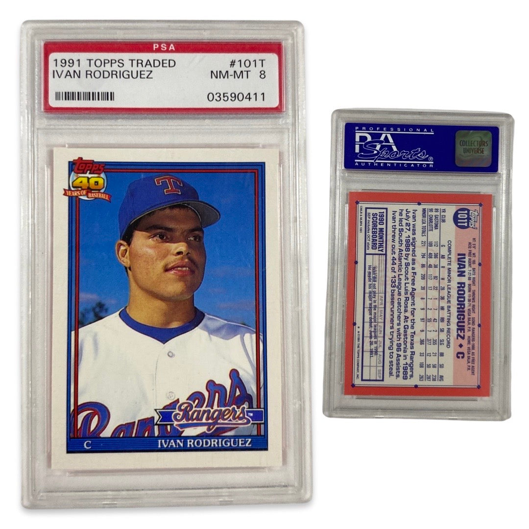 1991 Ivan Rodriguez Topps Traded #101T PSA NM-MT 8 product image 1, provided for visual reference and product detail review