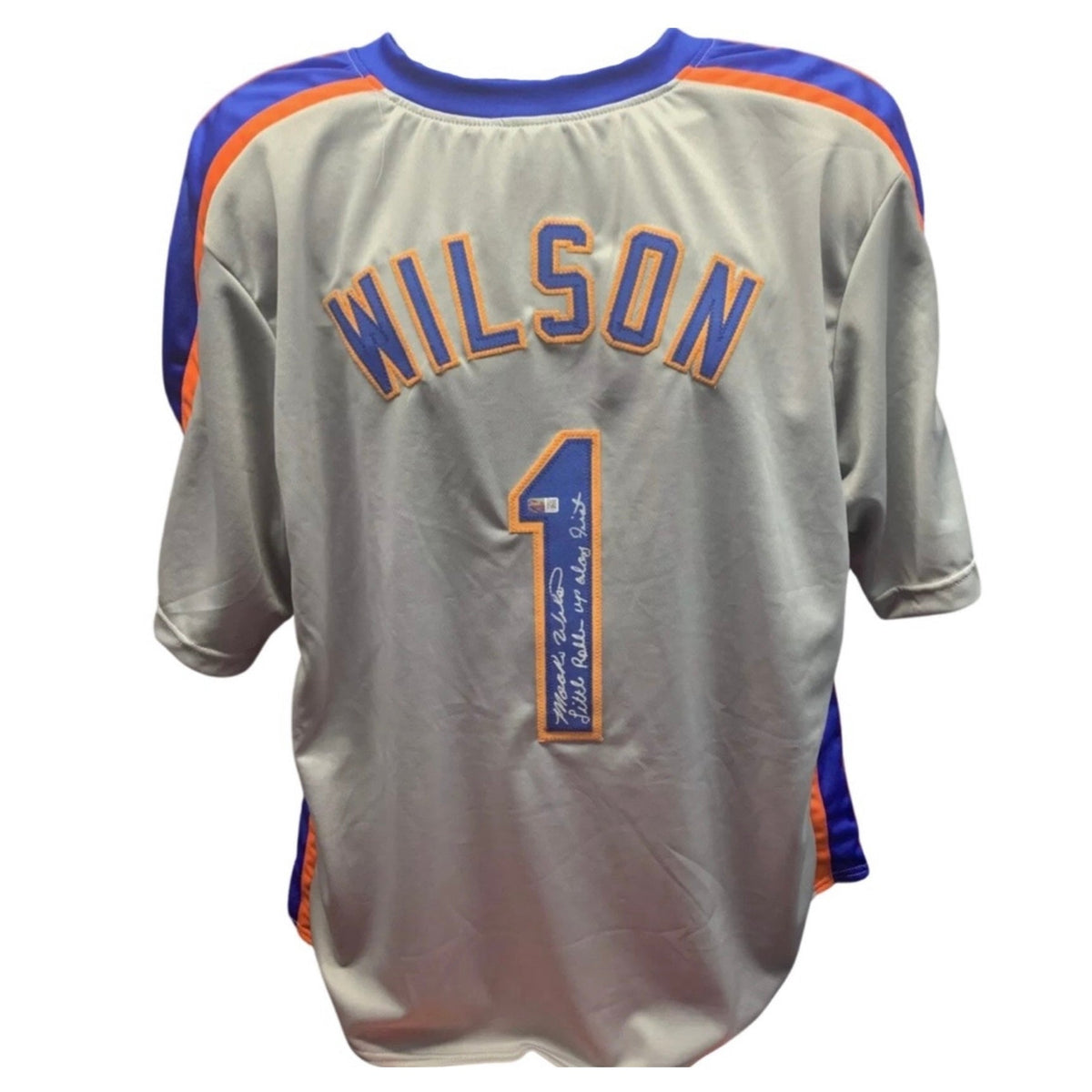 Mookie Wilson Autographed New York Mets Grey Jersey Little Roller Up Along First Inscription Steiner CX product image 1,