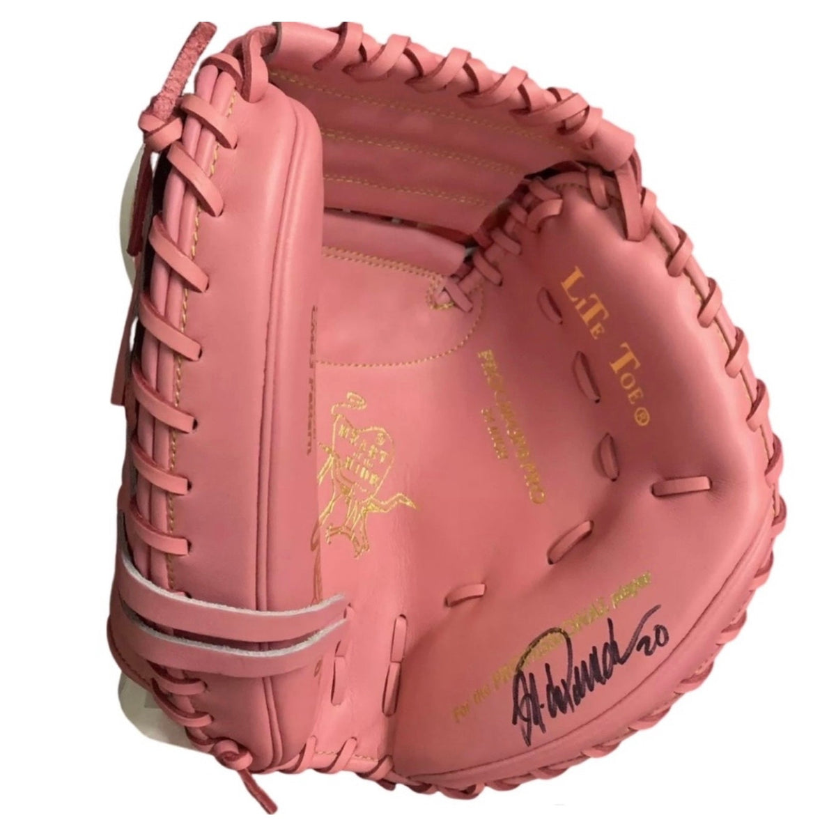 Jorge Posada Autographed New York Yankees Rawlings Heart of the Hide JP20 Pink Game Model Catcher Glove JSA product image 1,