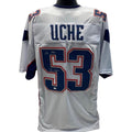 Josh Uche Autographed New England Patriots White Jersey Go Pats Inscription Steiner CX product image 1, provided for visual