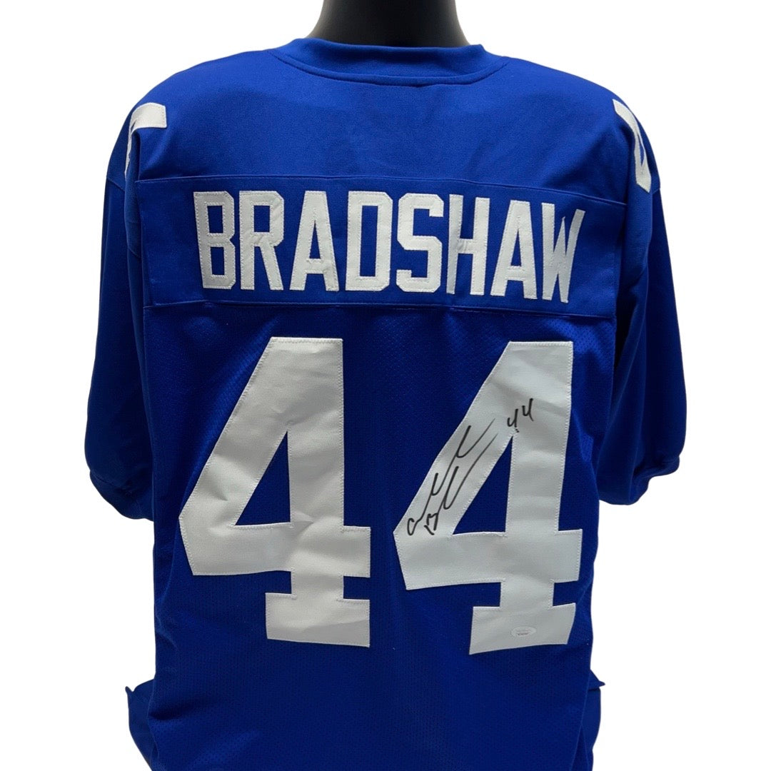 Ahmad Bradshaw Autographed New York Giants Blue Jersey JSA product image 1, provided for visual reference and product detail