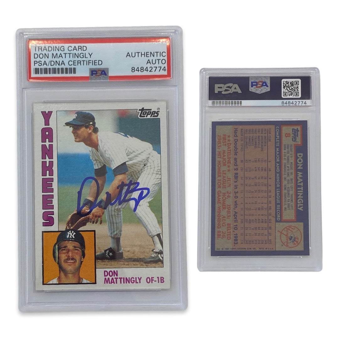 1984 Don Mattingly Topps Rookie Card #8 Autographed PSA Auto Authentic product image 1, provided for visual reference and