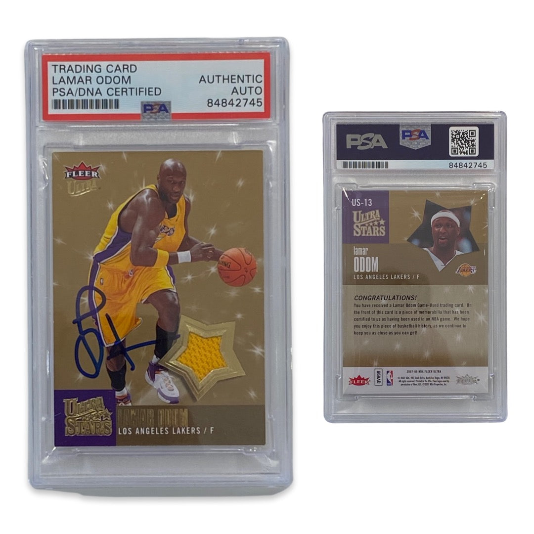 2007-08 Lamar Odom Fleer Ultra Jersey Patch Ultra Stars #US-13 Autographed PSA Auto Authentic product image 1, provided for