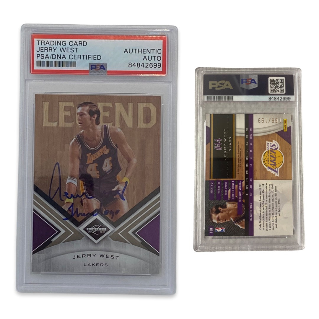 2010 Jerry West Autographed Panini Limited Legend /199 #130 The Logo Inscription PSA Auto Authentic product image 1,