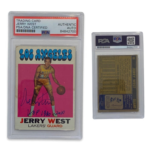 1971-72 Jerry West Topps #50 Autographed HOF 1980-2010 Inscription PSA Auto Authentic product image 1, provided for visual
