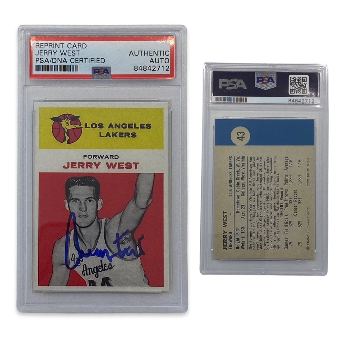 1961-62 Jerry West Autographed Fleer Rookie Card Reprint #43 PSA Auto Authentic product image 1, provided for visual