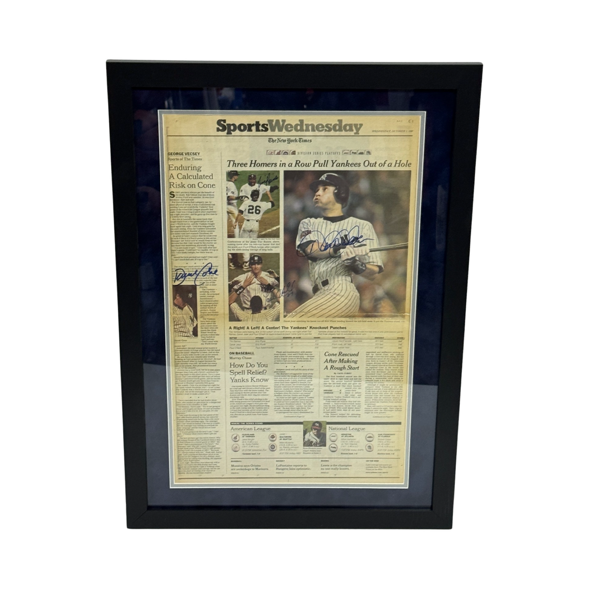 Derek Jeter & David Cone Framed New York Yankees Framed New York Times Sports Wednesday Newspaper Steiner product image 1,