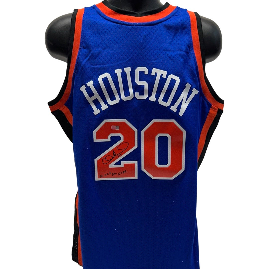 Allan Houston Autographed New York Knicks Blue 1998-99 Mitchell & Ness Swingman Jersey 2x NBA All Star Inscription Steiner