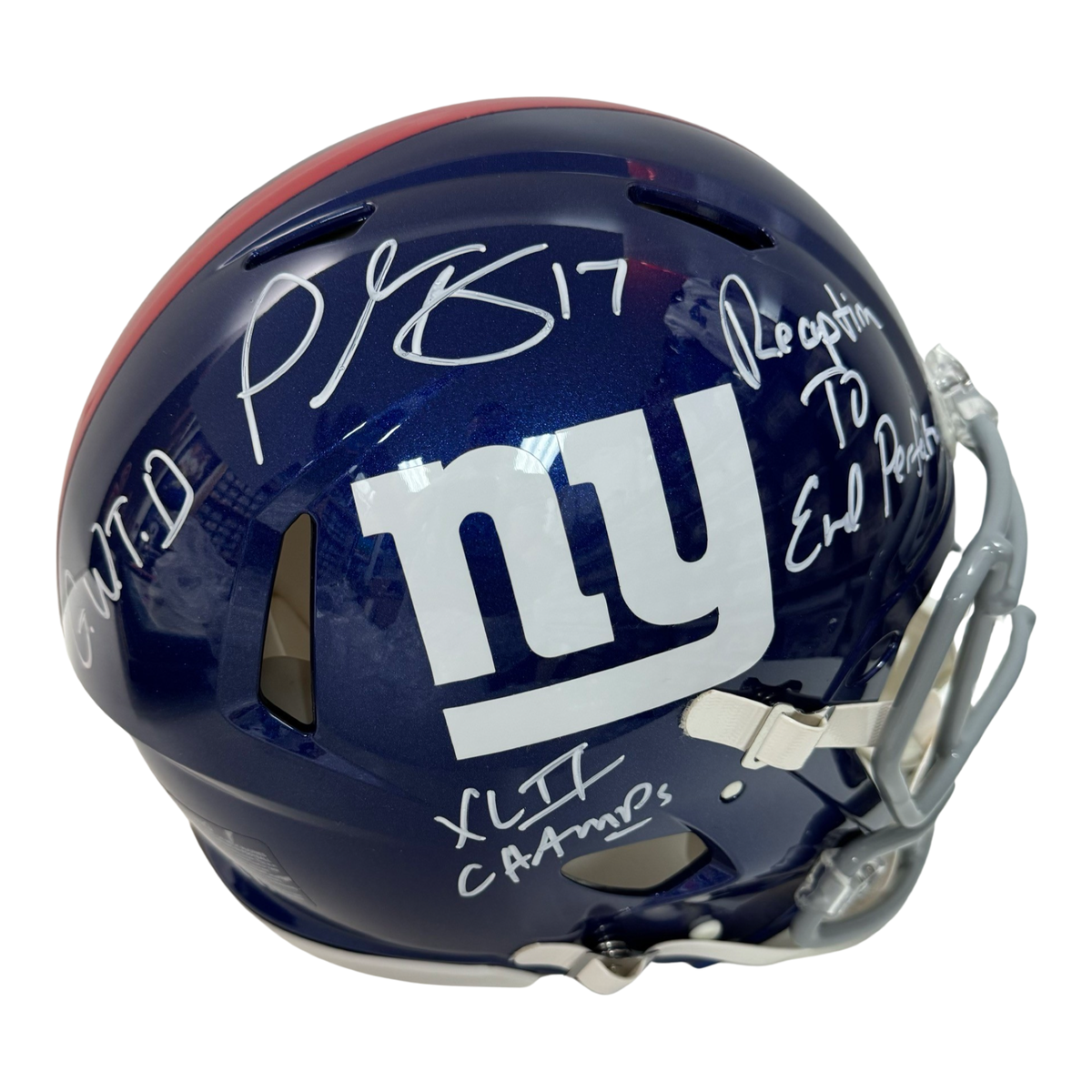 Plaxico Burress Autographed New York Giants Speed Authentic Helmet Reception to End Perfection, G.W.T.D, XLII Champs