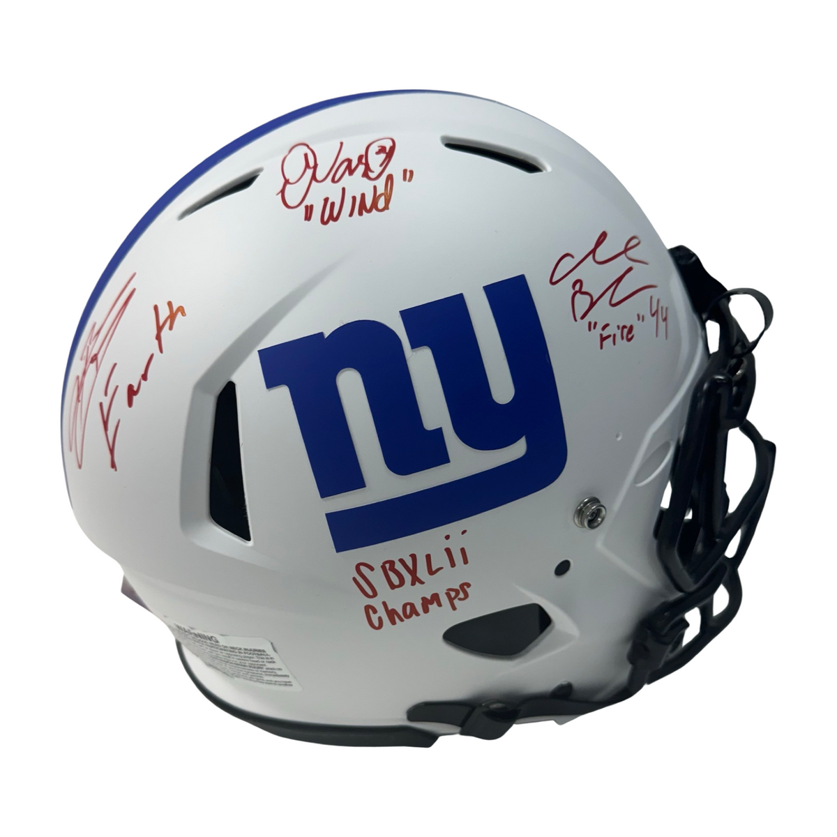Brandon Jacobs, Ahmad Bradshaw & Derrick Ward Earth Wind & Fire Autographed New York Giants Lunar Eclipse Authentic Helmet