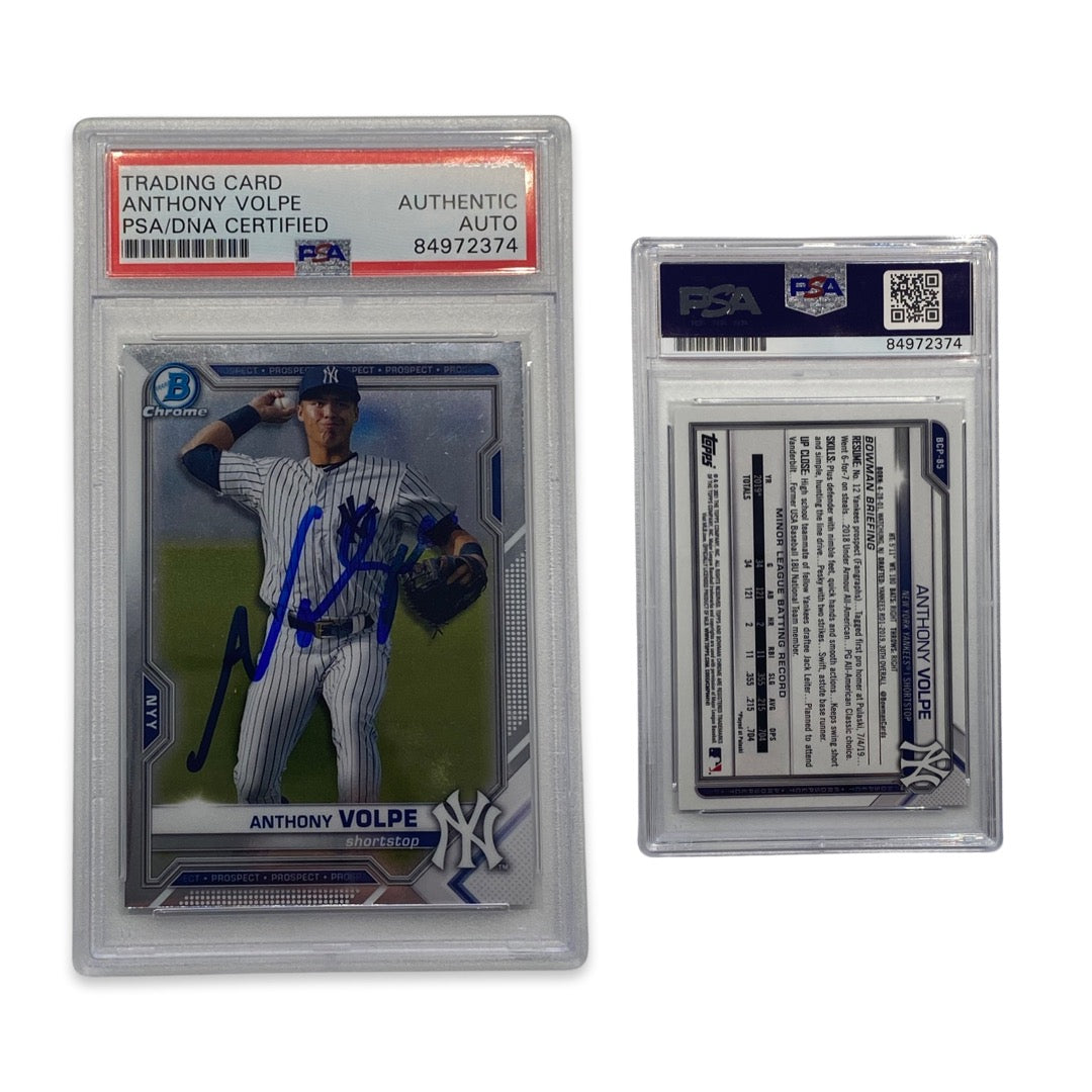 2021 Anthony Volpe Bowman Chrome #BCP-85 Autographed PSA Auto Authentic product image 1, provided for visual reference and