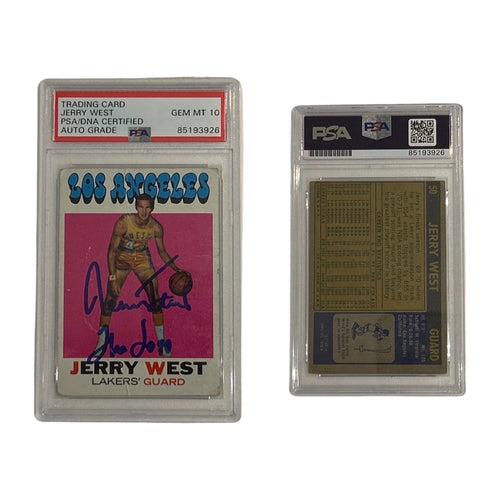 1971-72 Jerry West Topps #50 Autographed The Logo Inscription PSA Auto GEM MT 10 product image 1, provided for visual