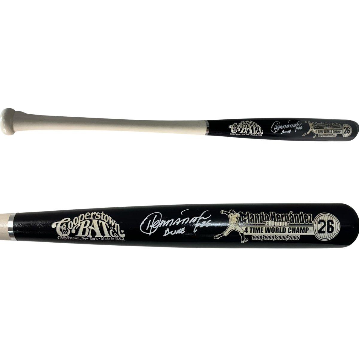 Orlando Hernandez Autographed New York Yankees Blue Barrel Cooperstown Bat Steiner CX product image 1, provided for visual