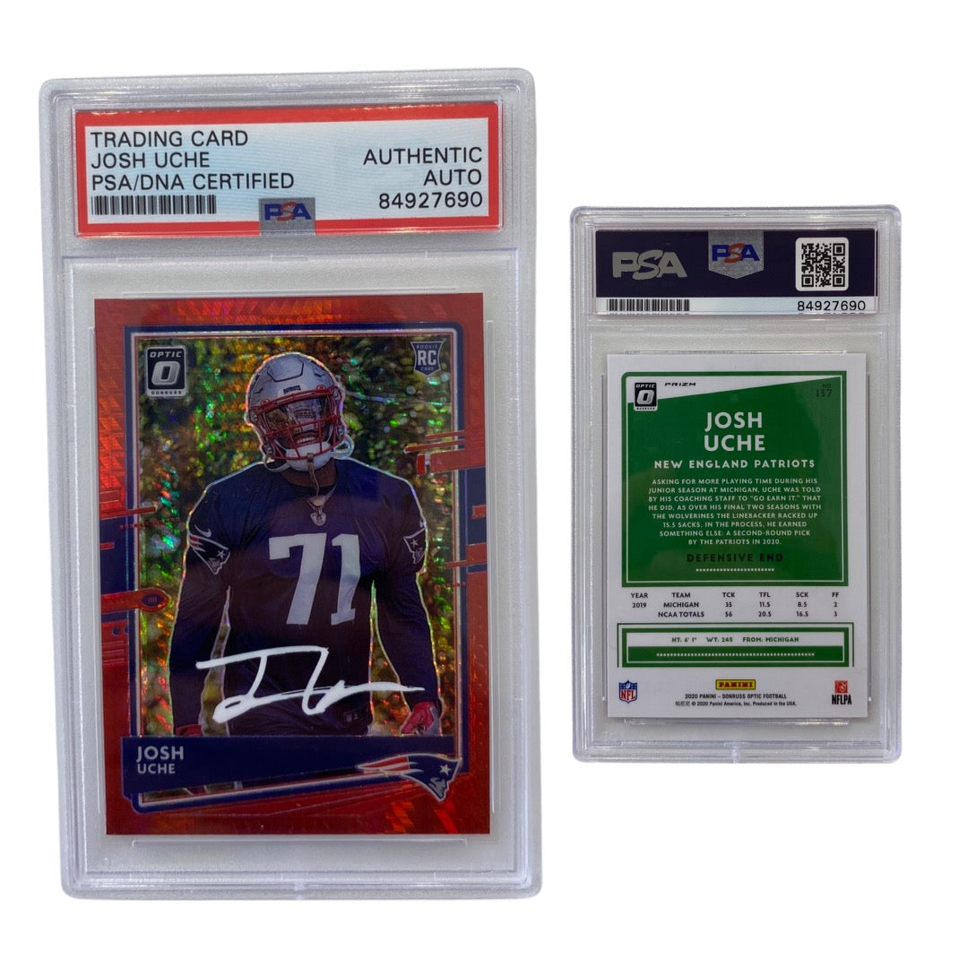 2020 Josh Uche Panini Prizm Donruss Optic Rookies Red Stars #137 Autographed PSA Auto Authentic product image 1, provided