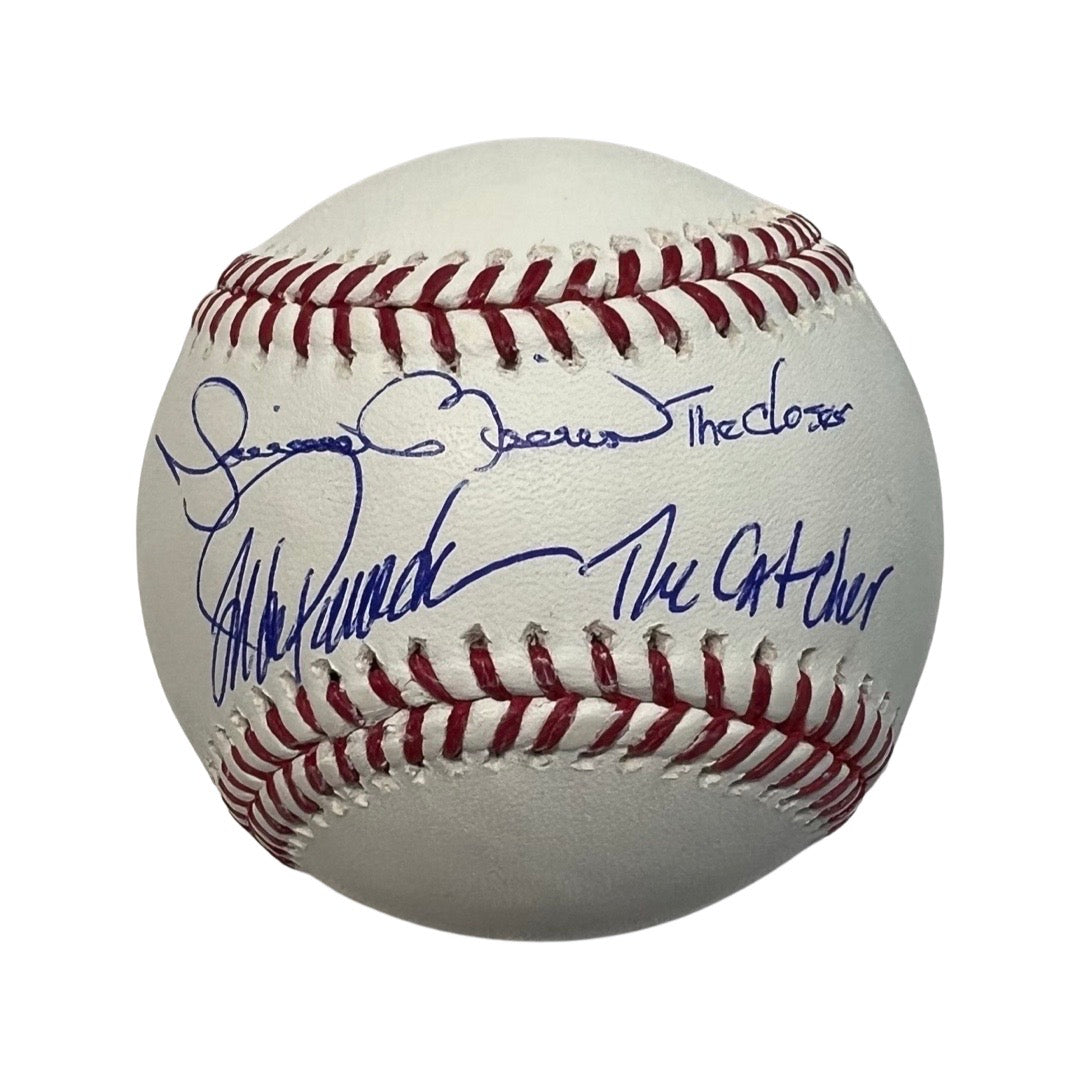 Mariano Rivera & Jorge Posada Autographed New York Yankees OMLB The Closer, The Catcher Inscriptions Steiner CX product