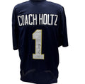 Lou Holtz Notre Dame Autographed Navy "Coach Holtz #1" Jersey Beckett product image 1, provided for visual reference and