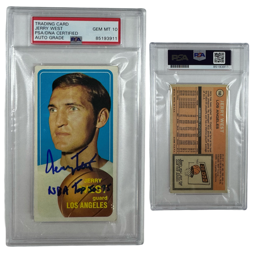 1970-71 Jerry West Autographed Topps #160 NBA Top 50-75 Inscription PSA GEM MT 10 product image 1, provided for visual
